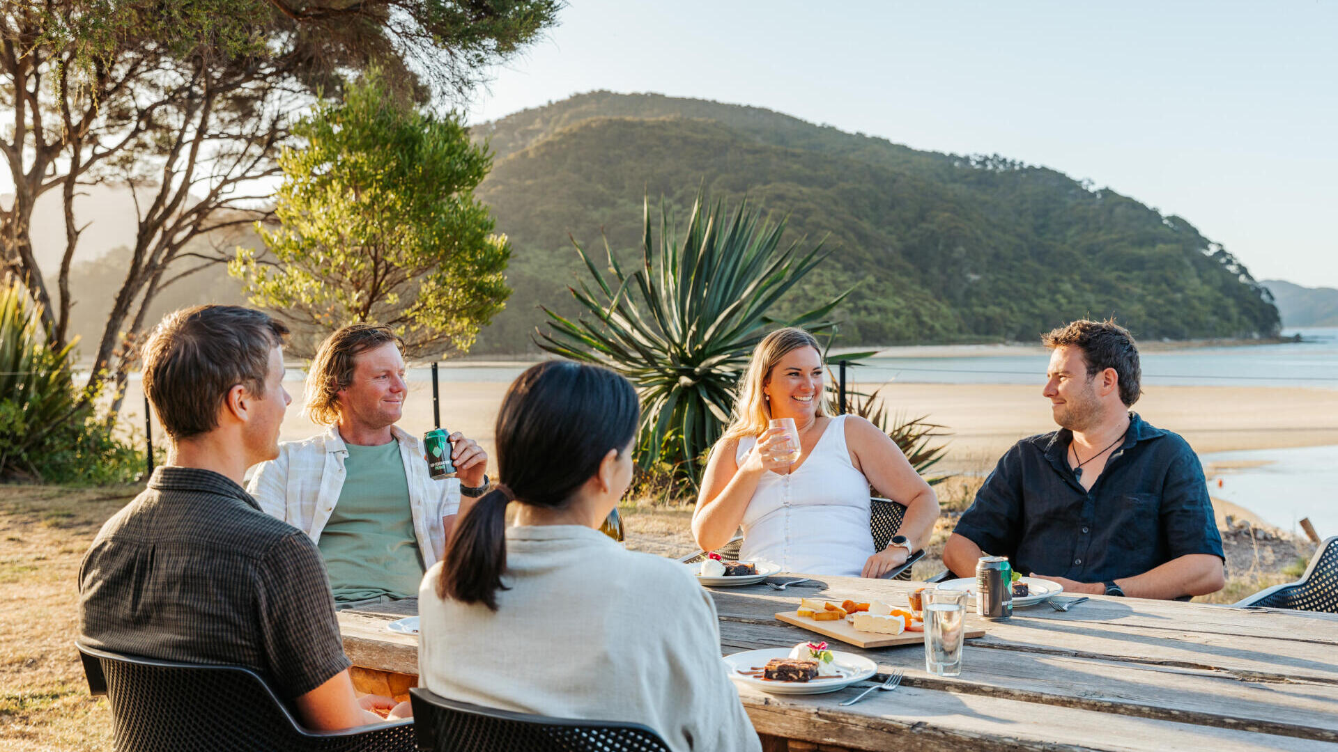 Guests gathering in Abel Tasman National Park