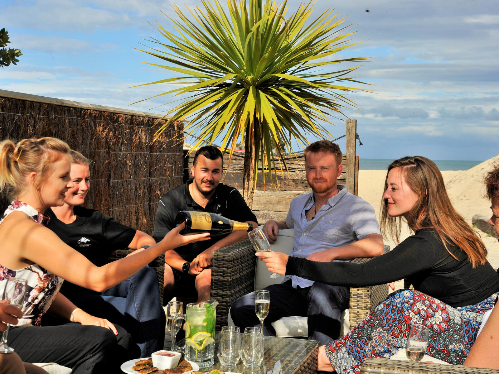 Guests enjoying lunch in Abel Tasman
